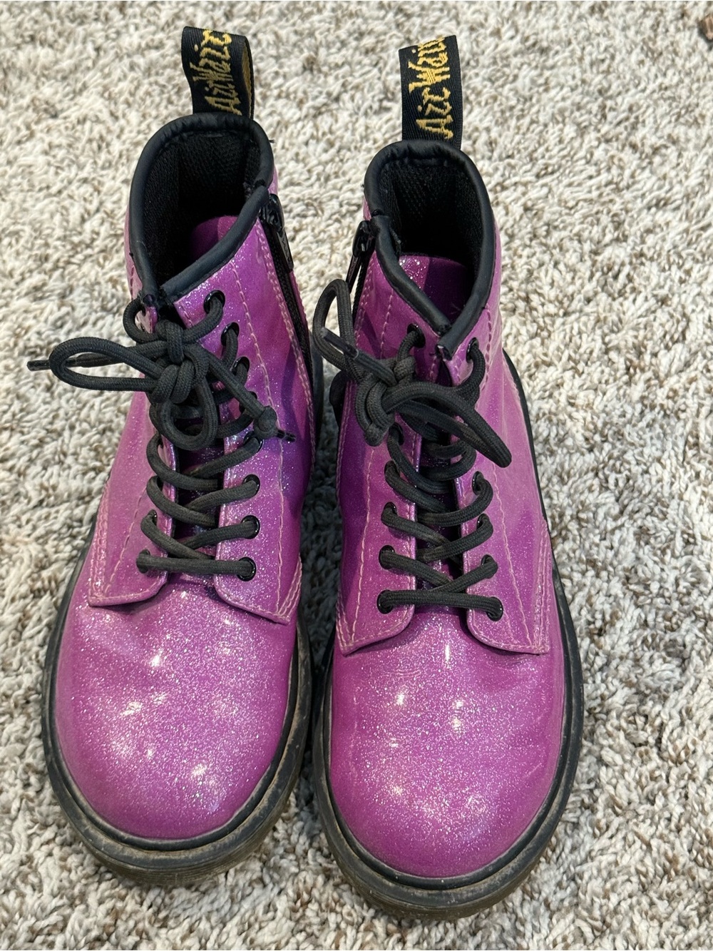 Dr. Martens Kids Glitter Purple Lace-Up Boots